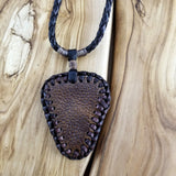 Boho Pewter and Leather Necklace (4095799230518)