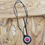 Boho Leather Pendant Necklace with Red Agate Stone and Leather (4095921848374)