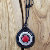 Boho Leather Pendant Necklace with Red Agate Stone and Leather (4095921848374)