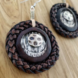 Boho Pewter and Leather Earrings (4096019497014)