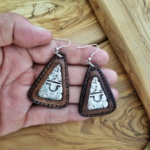 Boho Pewter and Leather Earrings (4096030048310)