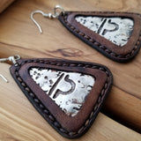 Boho Pewter and Leather Earrings (4096030048310)