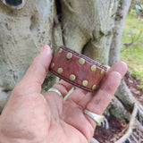 Handcrafted Genuine Brown Vegetal Leather Cuff with Brass Revit's Setting-Lifestyle Unique Gift Fashion Jewelry Bracelet