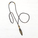 Boho Leather Necklace with Buffalo Horn Setting (4429848870966)