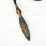 Boho Leather Necklace with Buffalo Horn Setting (4429848870966)