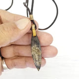 Boho Leather Necklace with Buffalo Horn Setting (4429848870966)