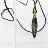 Boho Leather Necklace with Buffalo Horn Setting (4429848870966)