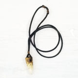 Boho Leather Necklace with Buffalo Horn Setting (4429858275382)