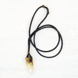 Boho Leather Necklace with Buffalo Horn Setting (4429858275382)