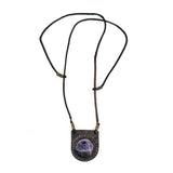 Boho Leather Necklace with Amethyst Stone Setting (4430223212598)