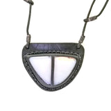 Boho Leather Necklace with White Agate Setting (4430282883126)