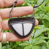 Boho Leather Necklace with White Agate Setting (4430282883126)