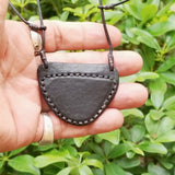 Boho Leather Necklace with White Agate Setting (4430282883126)