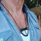 Handcrafted Genuine Vegetal Leather Necklace with White Agate Stone Pendant-Unique Gift Unisex Fashion Leather Jewelry