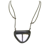 Boho Leather Necklace with White Agate Setting (4430282883126)