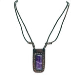 Boho Leather Necklace with Amethyst Stone Setting (4431284633654)