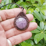 Boho Leather Necklace with Amethyst Stone Setting (4431290368054)