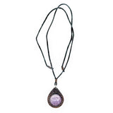 Boho Leather Necklace with Amethyst Stone Setting (4431290368054)