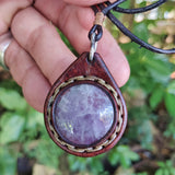 Bohemian Handcrafted Genuine Vegetal Leather Necklace with Purple Agate Stone Pendant-Unique Lifestyle Gift Unisex Fashion Leather Jewelry