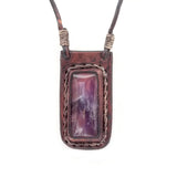 Boho Leather Necklace with Amethyst Stone Setting (4431291809846)