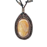 Boho Leather Necklace with Roze Quartz Setting (4431407185974)