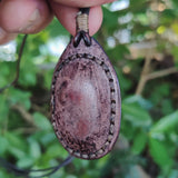 Handcrafted Genuine Vegetal Brown Leather Necklace with Orange and White Agate Stone Pendant-Unique Gift Unisex Fashion Leather Jewelry