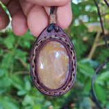 Handcrafted Genuine Vegetal Brown Leather Necklace with Orange and White Agate Stone Pendant-Unique Gift Unisex Fashion Leather Jewelry