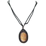 Boho Leather Necklace with Roze Quartz Setting (4431407185974)