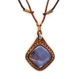 Boho Leather Necklace with Moss Agate Stone Setting (4431423799350)