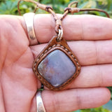 Boho Leather Necklace with Moss Agate Stone Setting (4431423799350)