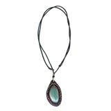 Boho Leather Necklace with Green Agate Stone Setting (4431431204918)