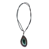 Boho Leather Necklace with Green Agate Stone Setting (4431431204918)