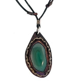 Boho Leather Necklace with Green Agate Stone Setting (4431431204918)