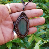 Boho Leather Necklace with Green Agate Stone Setting (4431431204918)