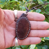 Boho Leather Necklace with Green Agate Stone Setting (4431431204918)