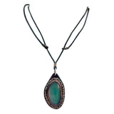 Boho Leather Necklace with Green Agate Stone Setting (4431431204918)