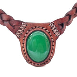 Boho Leather Choker with Jade Stone (4431446933558)