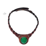 Boho Leather Choker with Jade Stone (4431446933558)