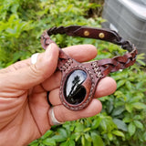 Boho Leather Choker with Onyx Setting (4431454928950)