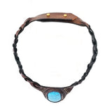 Boho Leather Choker with Turquoise Stone (4431460270134)
