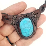 Boho Leather Choker with Turquoise Stone (4431460270134)
