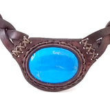 Boho Leather Choker with Turquoise Stone (4431461810230)