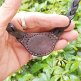 Boho Leather Choker with Turquoise Stone (4431461810230)