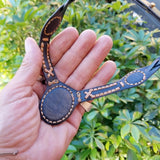 Boho Leather Choker with Turquoise Stone (4431467741238)