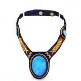 Boho Leather Choker with Turquoise Stone (4431467741238)