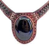 Boho Leather Choker with Onyx Setting (4431470788662)