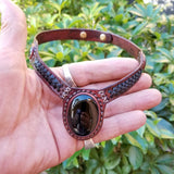 Boho Leather Choker with Onyx Setting (4431470788662)