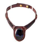 Boho Leather Choker with Onyx Setting (4431470788662)