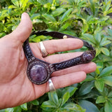 Boho Leather Choker with Amethyst Stone (4431473475638)