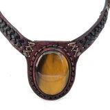 Boho Leather Choker with Agate Stone (4431474556982)